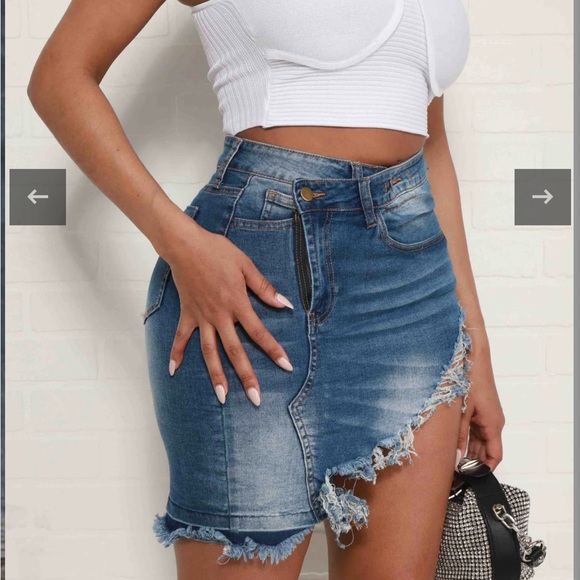 Asymmetrical Denim Skirt - Picture 2 of 4